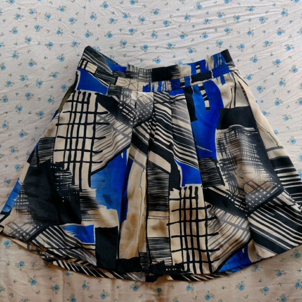 XXI Blue & black brush strokes Skirt LG